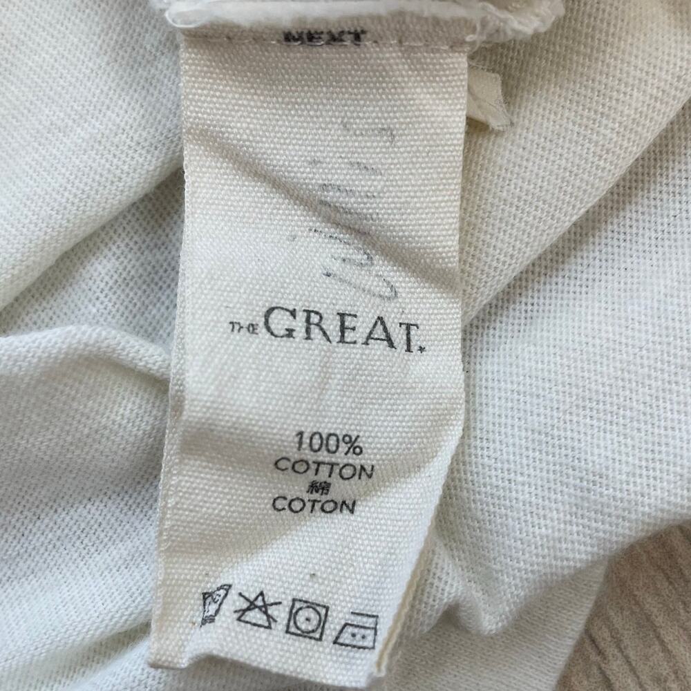 The Great. Boxy V Neck Tee Womens 3 White Cotton Made in USA Relaxed - Picture 6 of 8